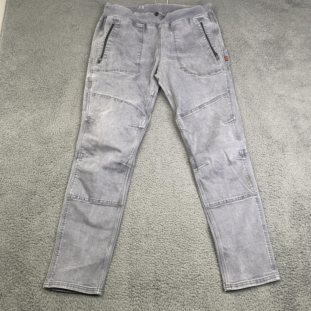 Dovetail Workwear Pants Double Knee Gray Utility Work Stretch Zipper Pockets